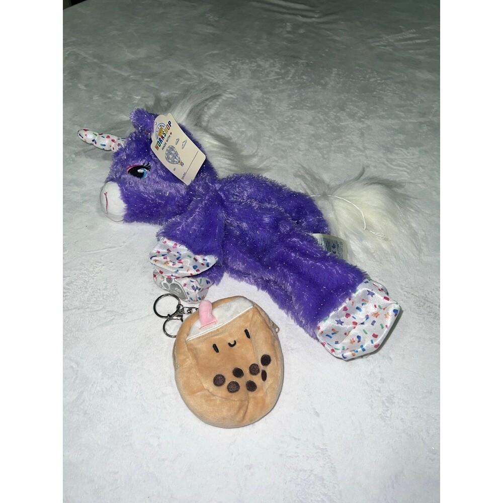Build-A-Bear Purple Unicorn Plush with Boba Tea Keychain